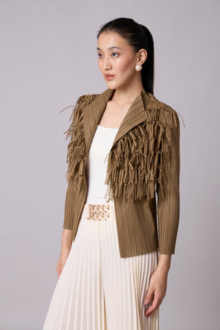 Gisa Fringed Jacket - Taupe