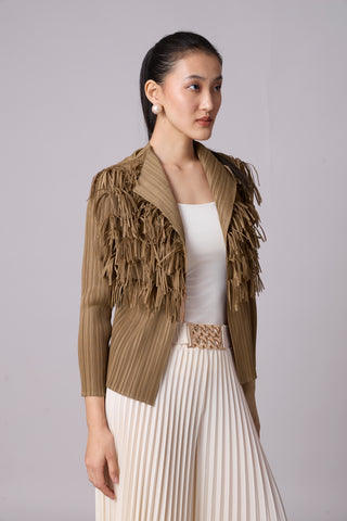 Gisa Fringed Jacket - Taupe