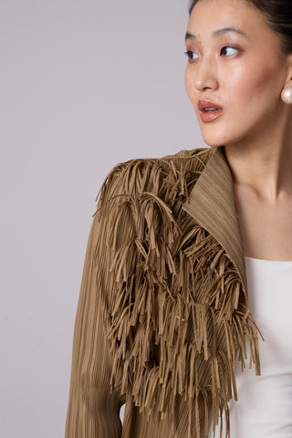 Gisa Fringed Jacket - Taupe