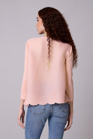 Pleated Cardigan Top - Light Pink