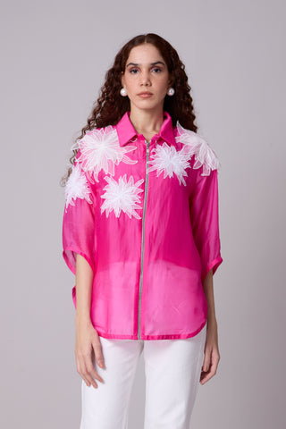 Agnes Organza Shirt - Azalea pink