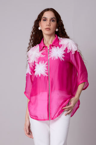 Agnes Organza Shirt - Azalea pink