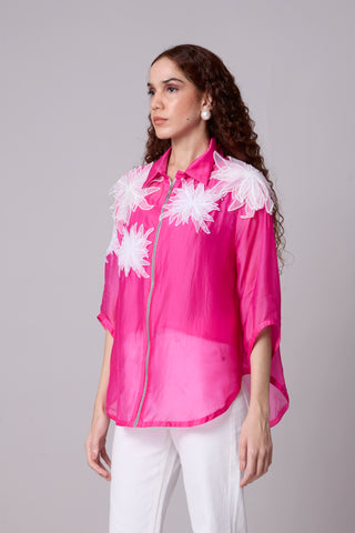 Agnes Organza Shirt - Azalea pink