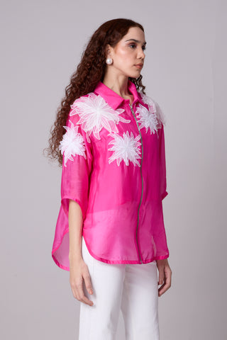 Agnes Organza Shirt - Azalea pink