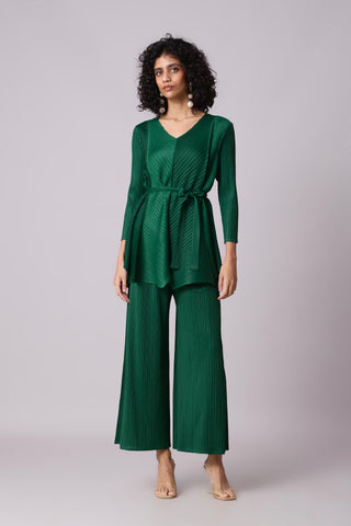 Zola V Neck Co-ord Set - Dark Green