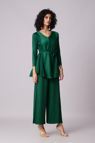 Zola V Neck Co-ord Set - Dark Green