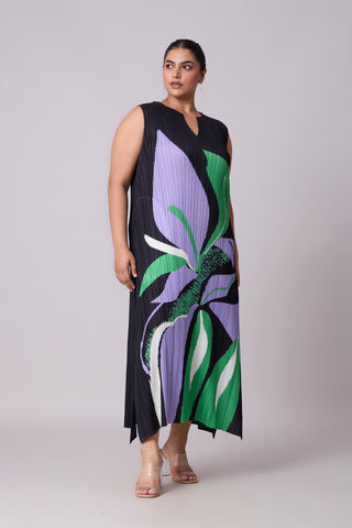 Lina Print Dress - Green & Purple