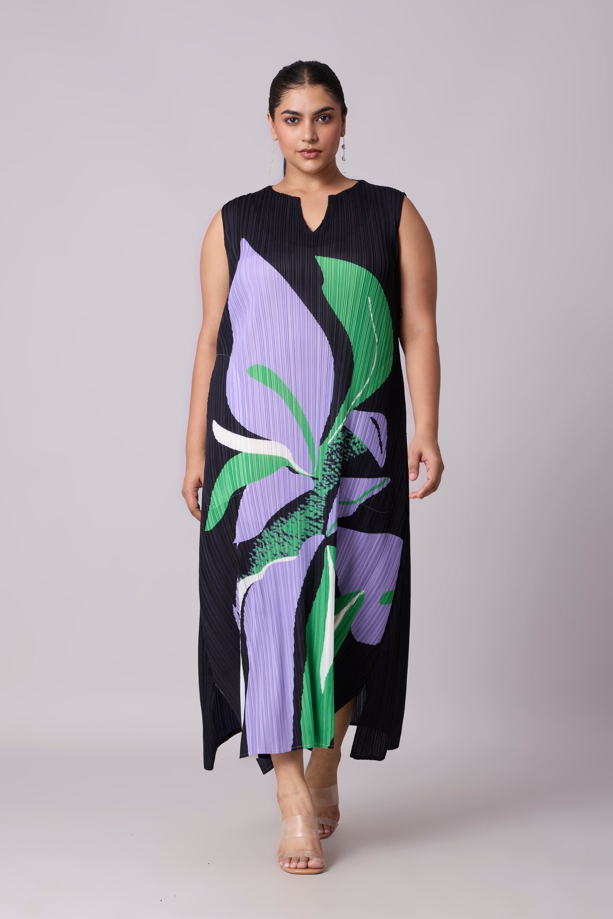 Lina Print Dress - Green & Purple