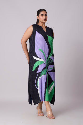 Lina Print Dress - Green & Purple