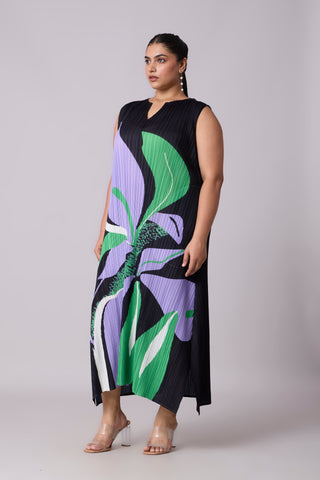 Lina Print Dress - Green & Purple