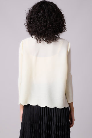 Pleated Cardigan Top - Cream