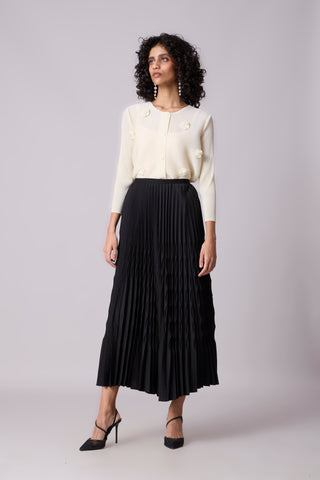 Pleated Cardigan Top - Cream