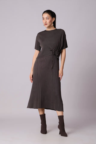 Elsie Cape Dress - Espresso Brown