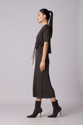 Elsie Cape Dress - Espresso Brown