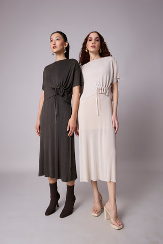 Elsie Cape Dress - Espresso Brown