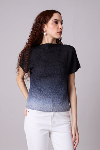 Ramie Ombre Top - Black