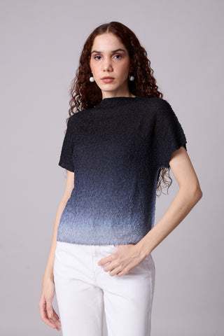 Ramie Ombre Top - Black