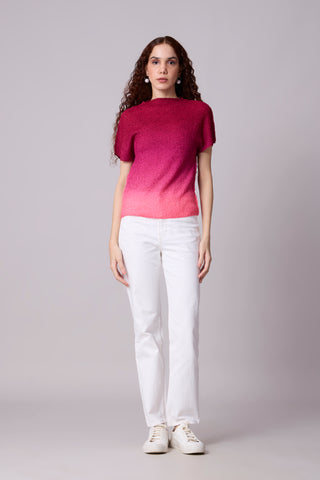 Ramie Ombre Top - Cranberry