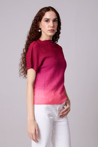 Ramie Ombre Top - Cranberry