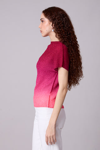 Ramie Ombre Top - Cranberry