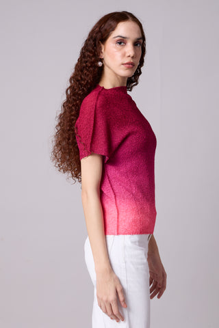 Ramie Ombre Top - Cranberry