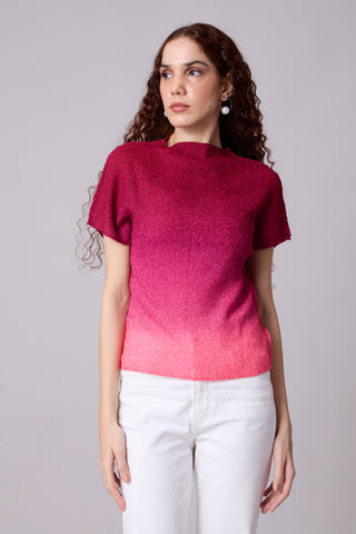 Ramie Ombre Top - Cranberry