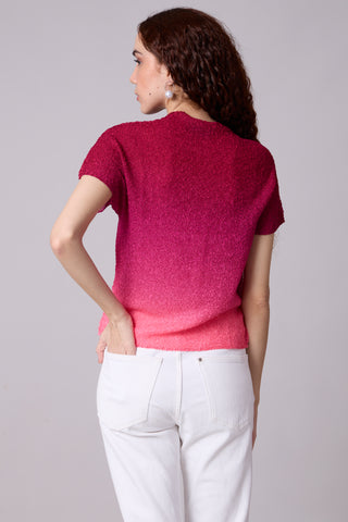 Ramie Ombre Top - Cranberry