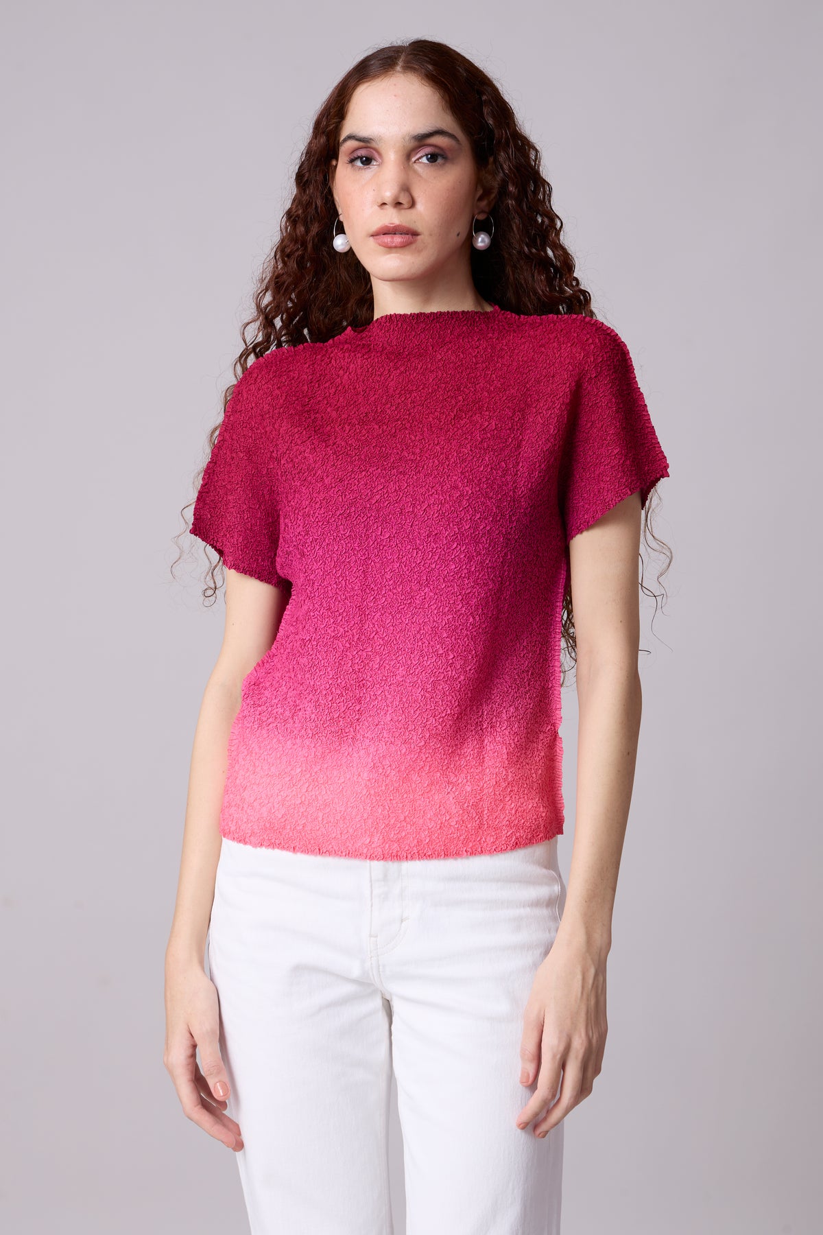 Ramie Ombre Top - Cranberry