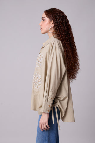 Avery Applique Shirt - Beige