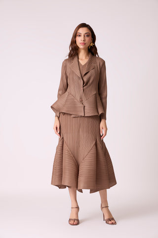 Tulip Overlay Dress - Dark Taupe