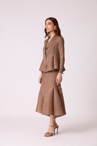 Tulip Overlay Dress - Dark Taupe