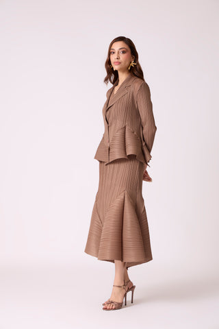 Tulip Overlay Dress - Dark Taupe