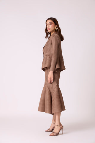 Tulip Overlay Dress - Dark Taupe