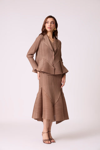 Tulip Overlay Dress - Dark Taupe