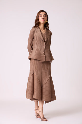 Tulip Overlay Dress - Dark Taupe