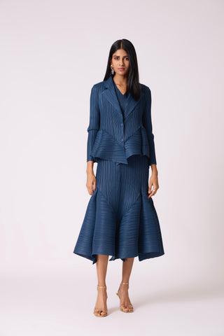 Tulip Overlay Dress - Steel Blue