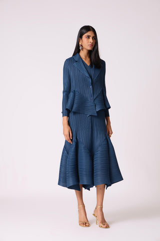 Tulip Overlay Dress - Steel Blue
