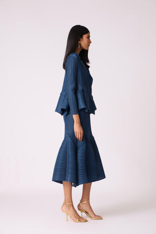 Tulip Overlay Dress - Steel Blue