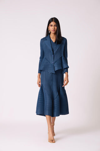 Tulip Overlay Dress - Steel Blue