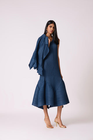 Tulip Overlay Dress - Steel Blue