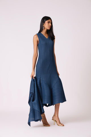 Tulip Overlay Dress - Steel Blue