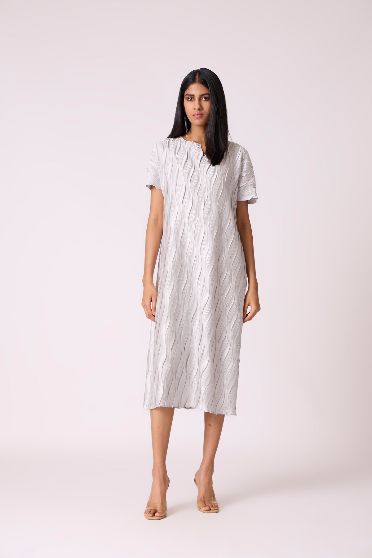 Valerie Satin Dress - Platinum Grey