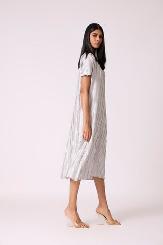 Valerie Satin Dress - Platinum Grey