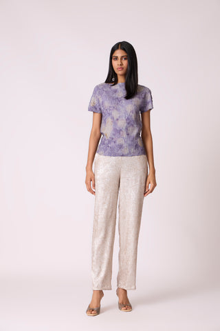 Leona Print Top - Blue Lilac