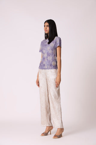 Leona Print Top - Blue Lilac