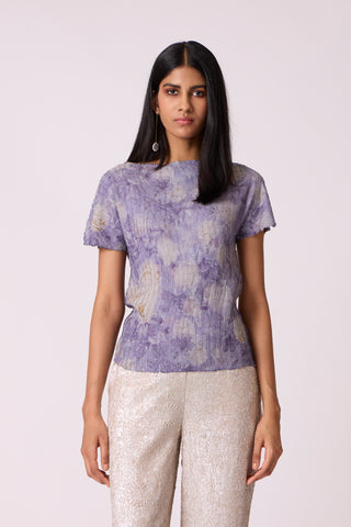 Leona Print Top - Blue Lilac