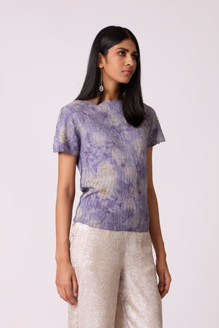 Leona Print Top - Blue Lilac