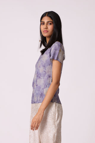 Leona Print Top - Blue Lilac