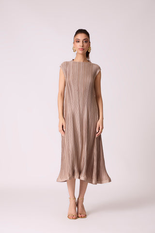 Celestine Satin Overlay Dress - Taupe