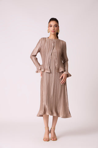 Celestine Satin Overlay Dress - Taupe